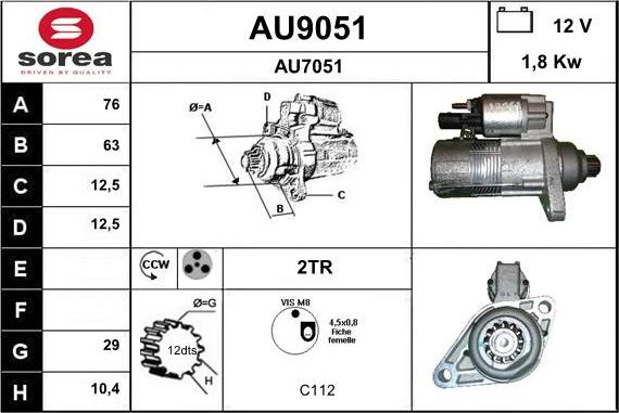 SNRA AU9051 - Starteris ps1.lv