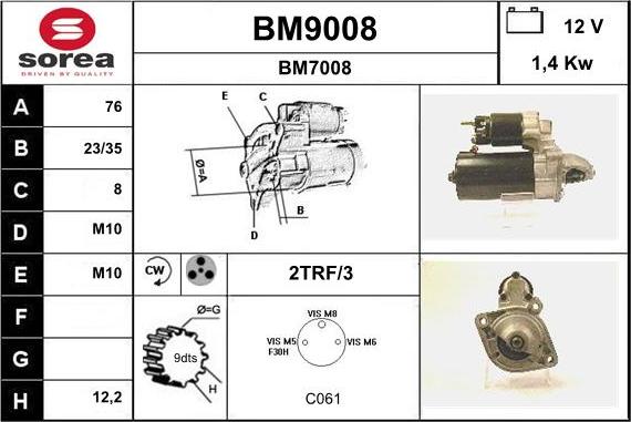 SNRA BM9008 - Starteris ps1.lv