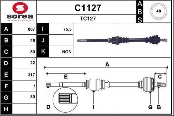 SNRA C1127 - Piedziņas vārpsta ps1.lv