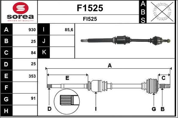 SNRA F1525 - Piedziņas vārpsta ps1.lv