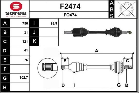 SNRA F2474 - Piedziņas vārpsta ps1.lv