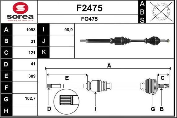 SNRA F2475 - Piedziņas vārpsta ps1.lv