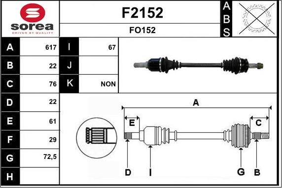 SNRA F2152 - Piedziņas vārpsta ps1.lv