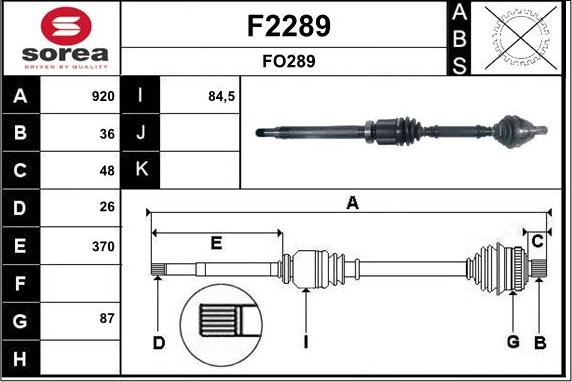 SNRA F2289 - Piedziņas vārpsta ps1.lv