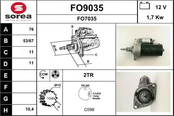 SNRA FO9035 - Starteris ps1.lv