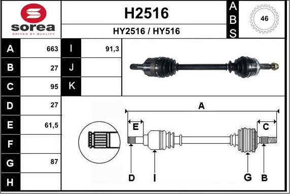 SNRA H2516 - Piedziņas vārpsta ps1.lv