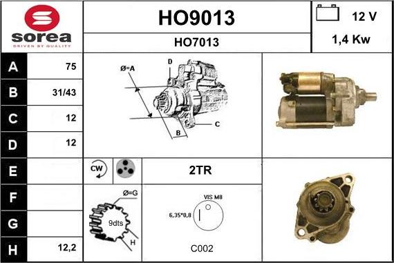 SNRA HO9013 - Starteris ps1.lv