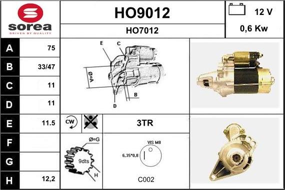 SNRA HO9012 - Starteris ps1.lv