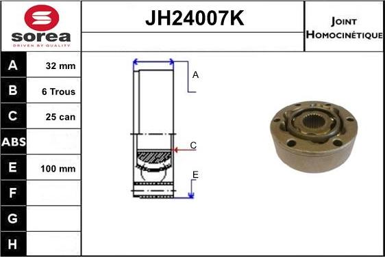 SNRA JH24007K - Šarnīru komplekts, Piedziņas vārpsta ps1.lv