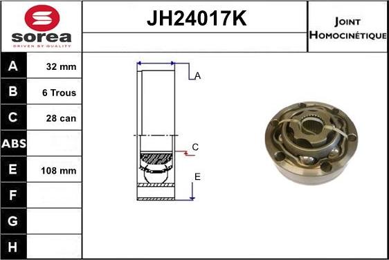 SNRA JH24017K - Šarnīru komplekts, Piedziņas vārpsta ps1.lv