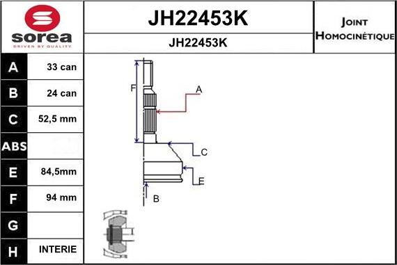 SNRA JH22453K - Šarnīru komplekts, Piedziņas vārpsta ps1.lv