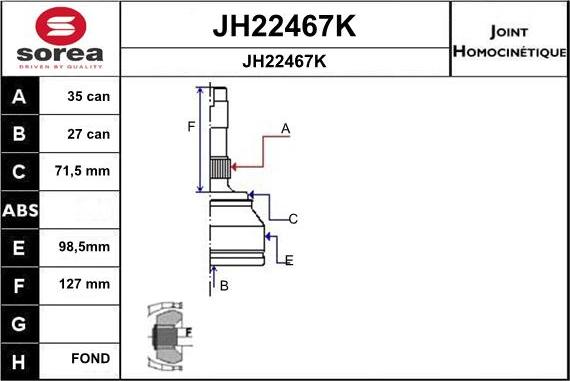 SNRA JH22467K - Šarnīru komplekts, Piedziņas vārpsta ps1.lv