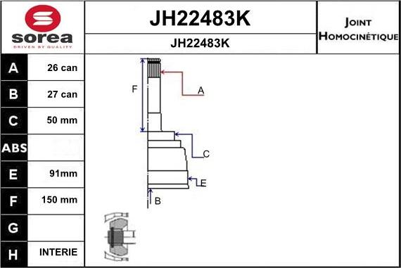 SNRA JH22483K - Šarnīru komplekts, Piedziņas vārpsta ps1.lv