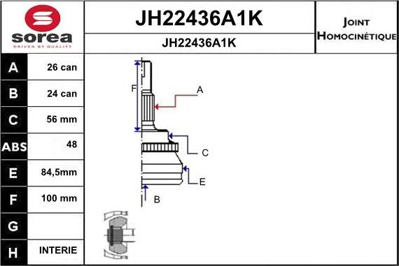 SNRA JH22436A1K - Šarnīru komplekts, Piedziņas vārpsta ps1.lv