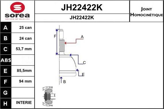 SNRA JH22422K - Šarnīru komplekts, Piedziņas vārpsta ps1.lv