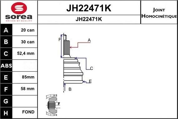 SNRA JH22471K - Šarnīru komplekts, Piedziņas vārpsta ps1.lv