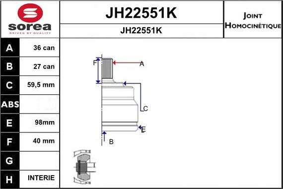 SNRA JH22551K - Šarnīru komplekts, Piedziņas vārpsta ps1.lv