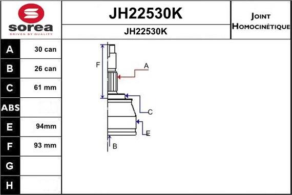 SNRA JH22530K - Šarnīru komplekts, Piedziņas vārpsta ps1.lv