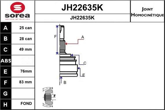 SNRA JH22635K - Šarnīru komplekts, Piedziņas vārpsta ps1.lv