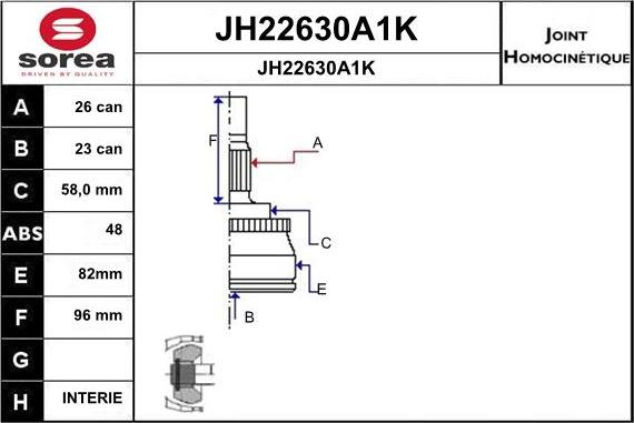 SNRA JH22630A1K - Šarnīru komplekts, Piedziņas vārpsta ps1.lv