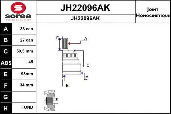 SNRA JH22096AK - Šarnīru komplekts, Piedziņas vārpsta ps1.lv