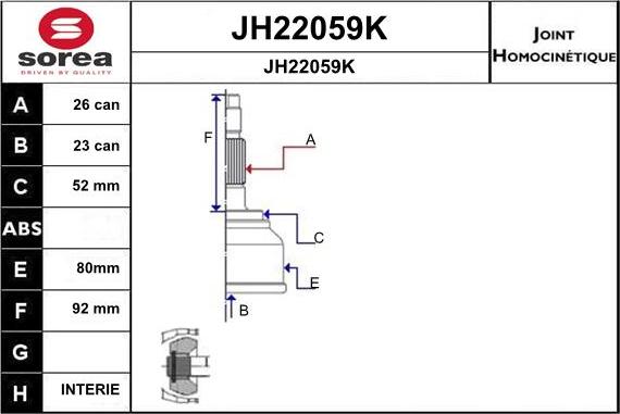 SNRA JH22059K - Šarnīru komplekts, Piedziņas vārpsta ps1.lv