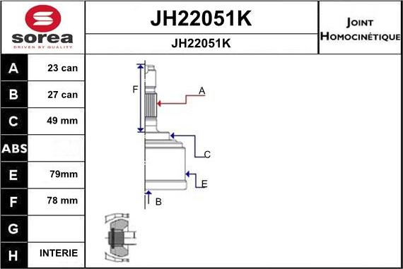 SNRA JH22051K - Šarnīru komplekts, Piedziņas vārpsta ps1.lv