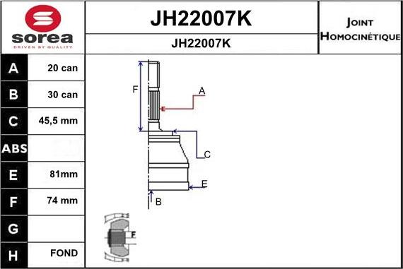 SNRA JH22007K - Šarnīru komplekts, Piedziņas vārpsta ps1.lv