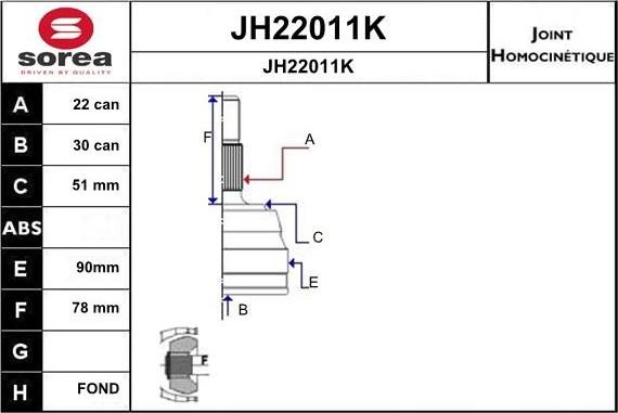 SNRA JH22011K - Šarnīru komplekts, Piedziņas vārpsta ps1.lv