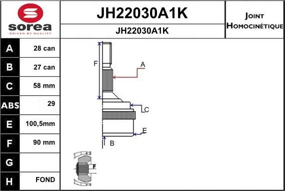 SNRA JH22030A1K - Šarnīru komplekts, Piedziņas vārpsta ps1.lv