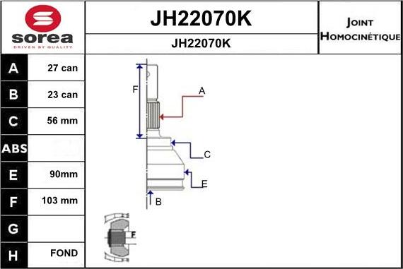 SNRA JH22070K - Šarnīru komplekts, Piedziņas vārpsta ps1.lv