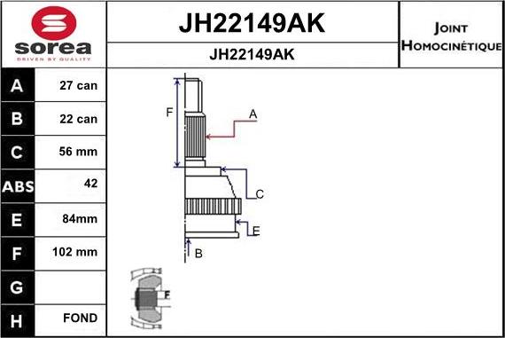 SNRA JH22149AK - Šarnīru komplekts, Piedziņas vārpsta ps1.lv