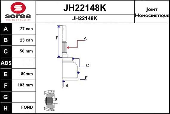 SNRA JH22148K - Šarnīru komplekts, Piedziņas vārpsta ps1.lv