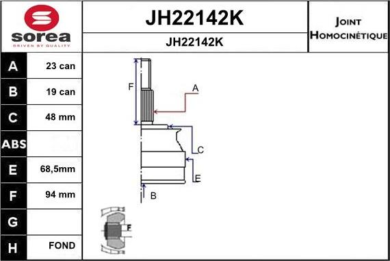 SNRA JH22142K - Šarnīru komplekts, Piedziņas vārpsta ps1.lv