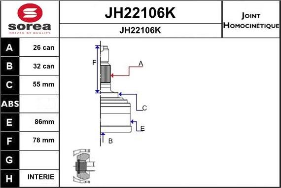 SNRA JH22106K - Šarnīru komplekts, Piedziņas vārpsta ps1.lv