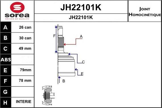 SNRA JH22101K - Šarnīru komplekts, Piedziņas vārpsta ps1.lv