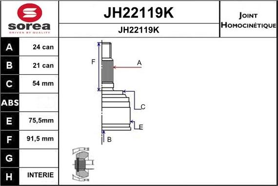 SNRA JH22119K - Šarnīru komplekts, Piedziņas vārpsta ps1.lv