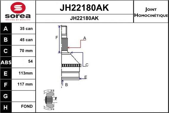 SNRA JH22180AK - Šarnīru komplekts, Piedziņas vārpsta ps1.lv