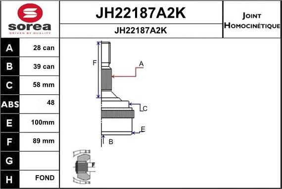 SNRA JH22187A2K - Šarnīru komplekts, Piedziņas vārpsta ps1.lv