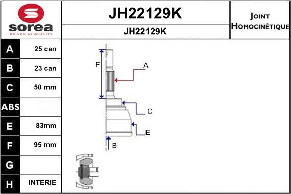 SNRA JH22129K - Šarnīru komplekts, Piedziņas vārpsta ps1.lv