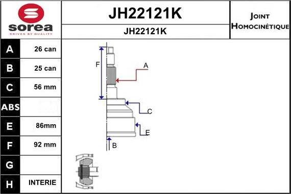 SNRA JH22121K - Šarnīru komplekts, Piedziņas vārpsta ps1.lv