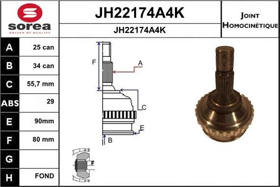 SNRA JH22174A4K - Šarnīru komplekts, Piedziņas vārpsta ps1.lv