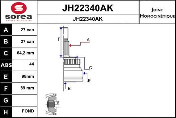 SNRA JH22340AK - Šarnīru komplekts, Piedziņas vārpsta ps1.lv