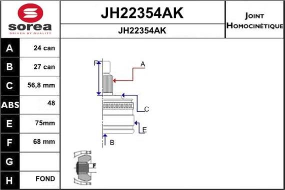 SNRA JH22354AK - Šarnīru komplekts, Piedziņas vārpsta ps1.lv