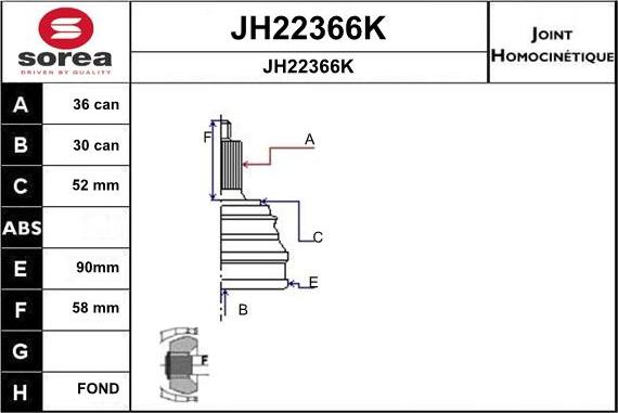 SNRA JH22366K - Šarnīru komplekts, Piedziņas vārpsta ps1.lv