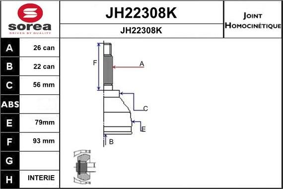 SNRA JH22308K - Šarnīru komplekts, Piedziņas vārpsta ps1.lv