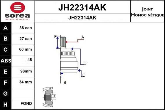 SNRA JH22314AK - Šarnīru komplekts, Piedziņas vārpsta ps1.lv