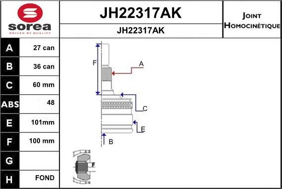 SNRA JH22317AK - Šarnīru komplekts, Piedziņas vārpsta ps1.lv