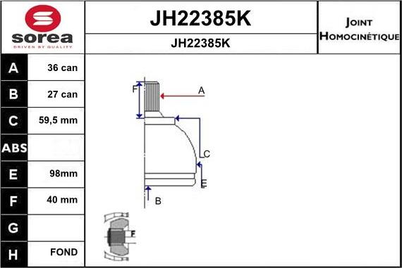 SNRA JH22385K - Šarnīru komplekts, Piedziņas vārpsta ps1.lv