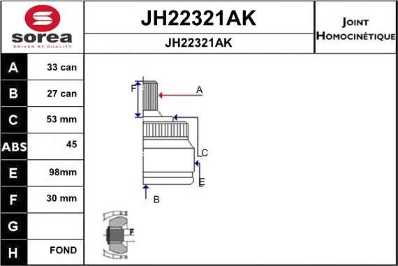 SNRA JH22321AK - Šarnīru komplekts, Piedziņas vārpsta ps1.lv